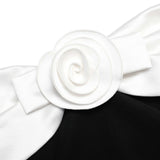 sandra off-shoulder 3d flower maxi dress in black