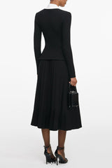 evangeline Black Tailored Knit Midi Dress
