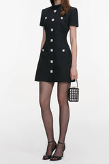 tabitha Boucle Collared tweed Mini Dress in black