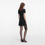 tabitha Boucle Collared tweed Mini Dress in black