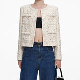 lillian Cream Embellished Boucle Jacket