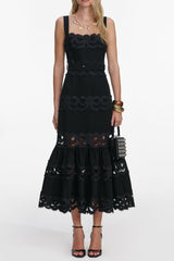 rae Black Crepe Midi Dress