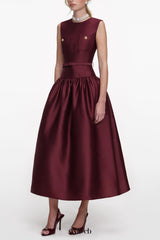 jocelyn Bowknot-Side Bandage Strapless maxi Dress in burgundy