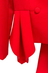 raya ruffled blazer pants set in red