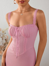 Ruched Bust Tie Front Mermaid Bodycon Dress