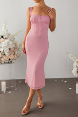 Ruched Bust Tie Front Mermaid Bodycon Dress