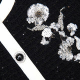 Black Floral Textured Knit Jacket