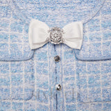 check knit mini dress in blue