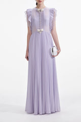 Lilac Chiffon Ruffle Maxi Dress