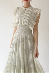 audrey sleeveless pleated floral midi dress in mint green