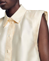 LIMON CROPPED SATIN SHIRT