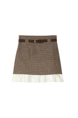 setlla Mini skirt with frill with belt in brown