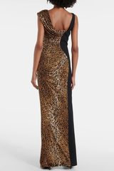 Sayera Leopard Ruched Maxi Dress