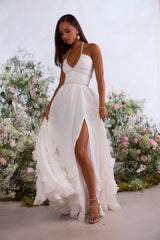 yvonne rhinestone embellished print layer maxi Dress in White