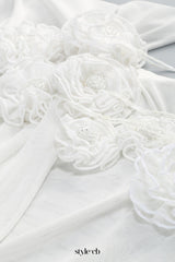 hazel One Shoulder Floral Mesh Ruched Mini Dress in white