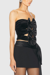Sherin Bow Velvet Top