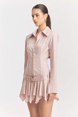 dinah Umbrella tail hem Shirt mini Dress in pink