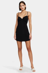backless strap mini dress in black