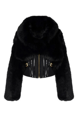 adelaide Faux Fur Corset Jacket in black