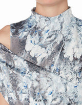 print Satin asymmetrical slanted hem mini dress