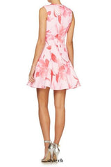 sherry multi pink floral print v-neck mini dress
