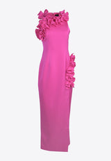 Hot Pink Ruffled Midi Dress