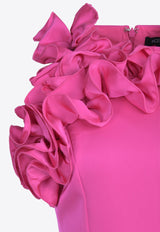 Hot Pink Ruffled Midi Dress