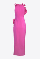 Hot Pink Ruffled Midi Dress
