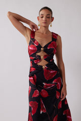 Cut Out Midi Dress - Noir Anthurium