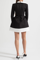 Tiaia Floral Appliqué Contrast Mini Dress - Black