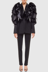 ashley Ruffle embellished Blazer in black