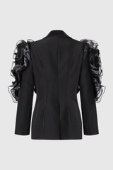 ashley Ruffle embellished Blazer in black