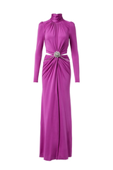 Trisa Crystal Embellished Cutout Maxi Dress - Purple