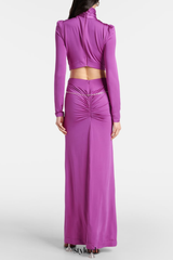 Trisa Crystal Embellished Cutout Maxi Dress - Purple