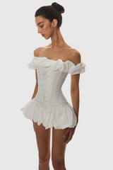 Tyora Puff Off Shoulder Lace Up Corset