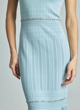 v-neck Beading knit bodycon maxi dress in pale blue