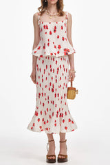 White Floral Plisse Midi Skirt Regular price £260