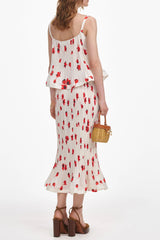 White Floral Plisse Midi Skirt Regular price £260