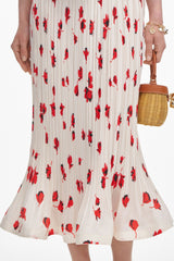 White Floral Plisse Midi Skirt Regular price £260