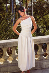 White Hot One Shoulder Maxi Dress