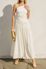White Hot One Shoulder Maxi Dress