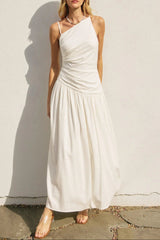 White Hot One Shoulder Maxi Dress
