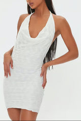 White Textured Bodycon Mini Dress