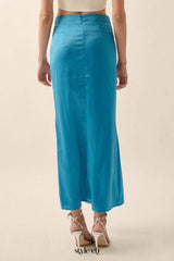 Curve Matte Satin Buttoned Maxi Skirt