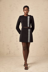 sylvia Crystal Embellishment Side Slit Skirt & Top Set