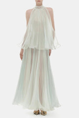 belinda Mint Pleated tulle sleeveless maxi Dress