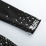 pearl embellished v-neck maxi dress in black