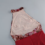 tracy sequin embroidery halter maxi dress in red