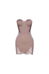 sherry Nude Cord Lace Bustier Mini dress