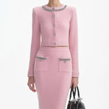 shirley pink embellished jacket & skirt matching set